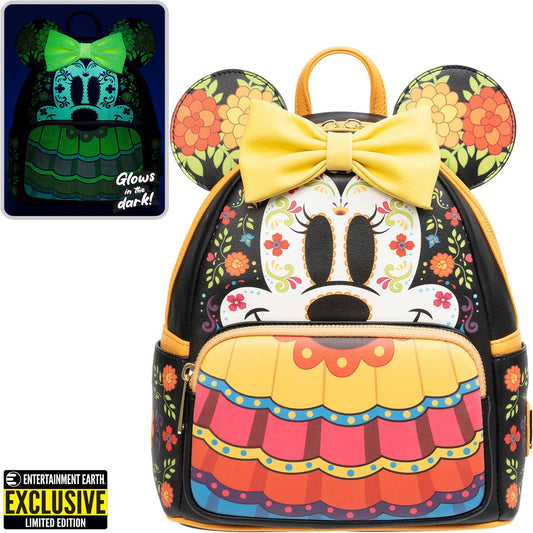 Loungefly Mickey Minnie Sugar Skull GITD Mini Backpack
