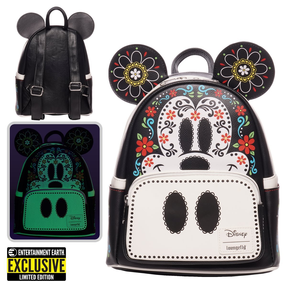 Loungefly Mickey Mouse Sugar Skull GITD Mini Backpack