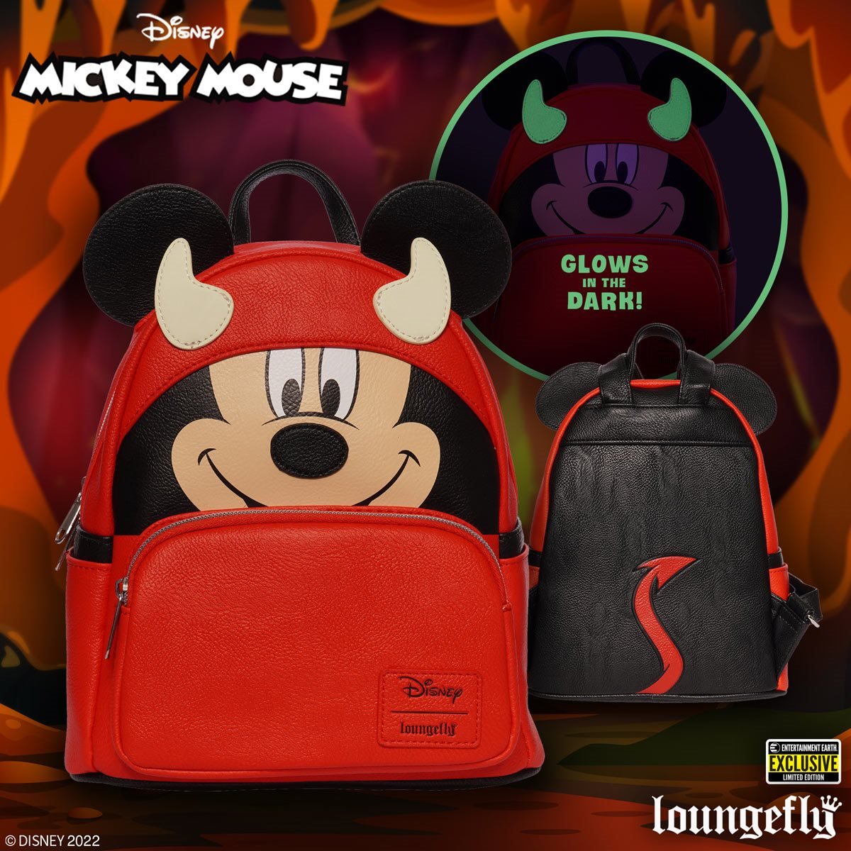 Loungefly Mickey Mouse Devil GITD Mini Backpack